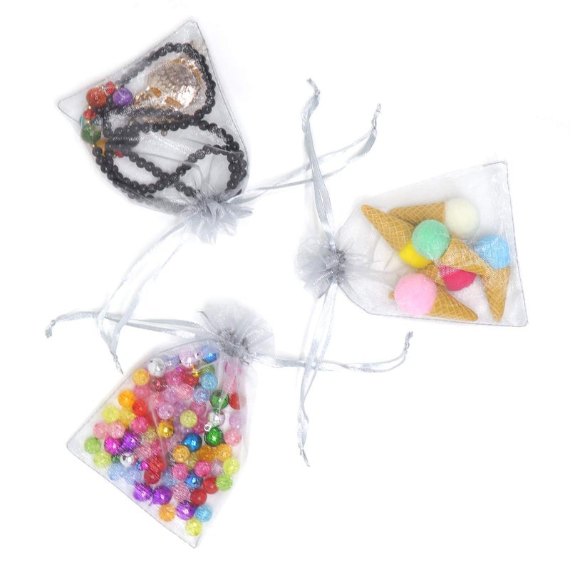 Bezall 100Pcs Organza Bags 3x4 Inches, Small Sheer Wedding Favor Bags with Drawstring, Jewelry Pouches Party Festival Gift Candy Bags (Gray) - Image 5